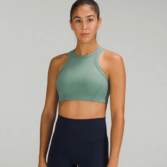 NWT Ribbed nulu high  neck bra - tidewater teal - Picture 1 of 9